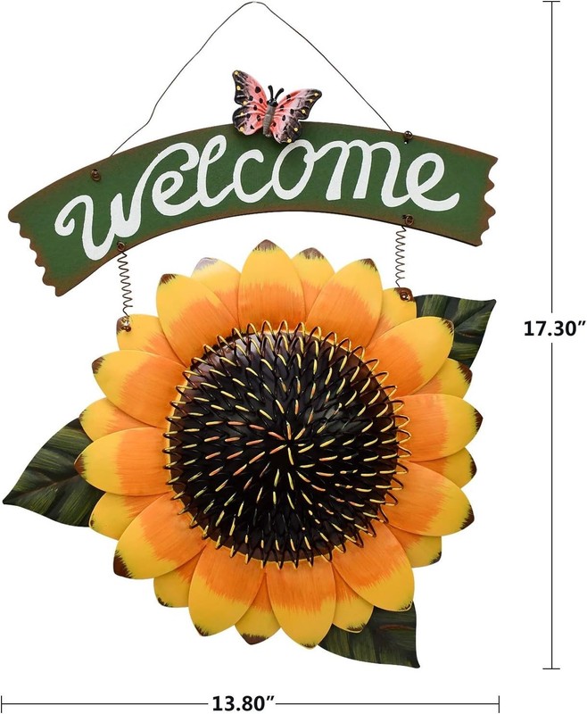 Decorative Sunflower Welcome Sign - Easy to Hang Metal Plaque for Entryways gallery