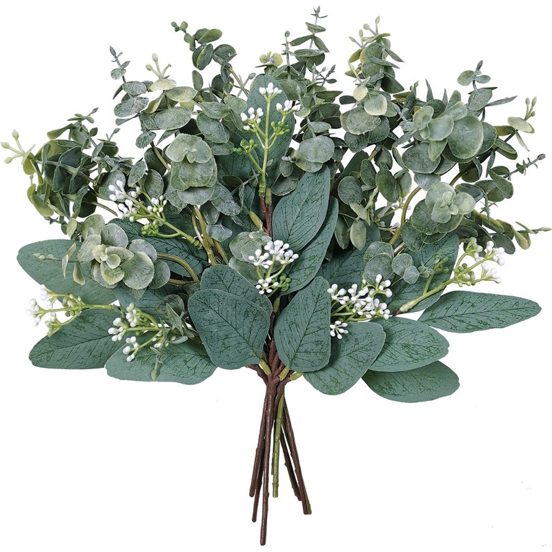 Mixed Eucalyptus Leaves Stems Bulk Artificial Eucalyptus Leaves Sprays Faux O…