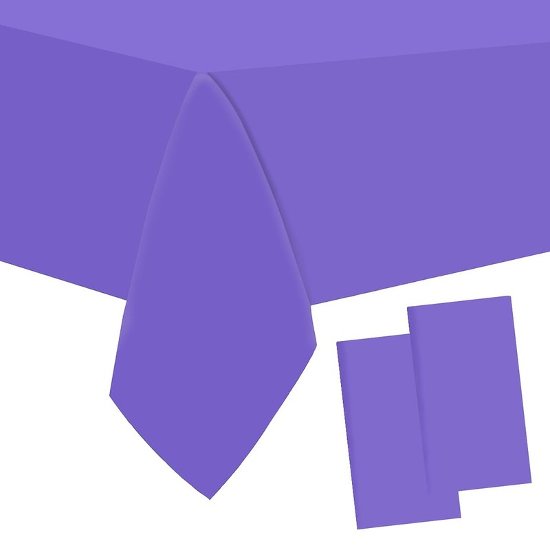 2 Packaging Purple Plastic Tablecloth, 54 inch x108 inch Rectangular Disposab…