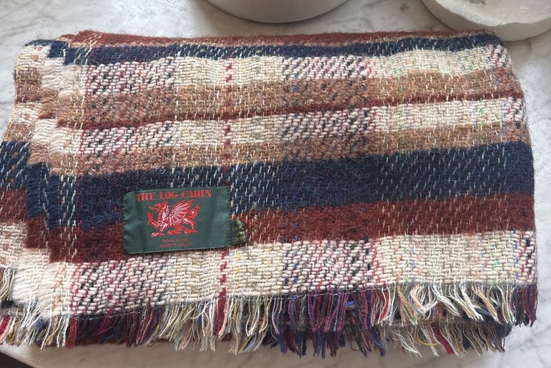 44x64 Vintage The Log Cabin brand Wool blanket/throw Made in Wales. Multicolor gallery