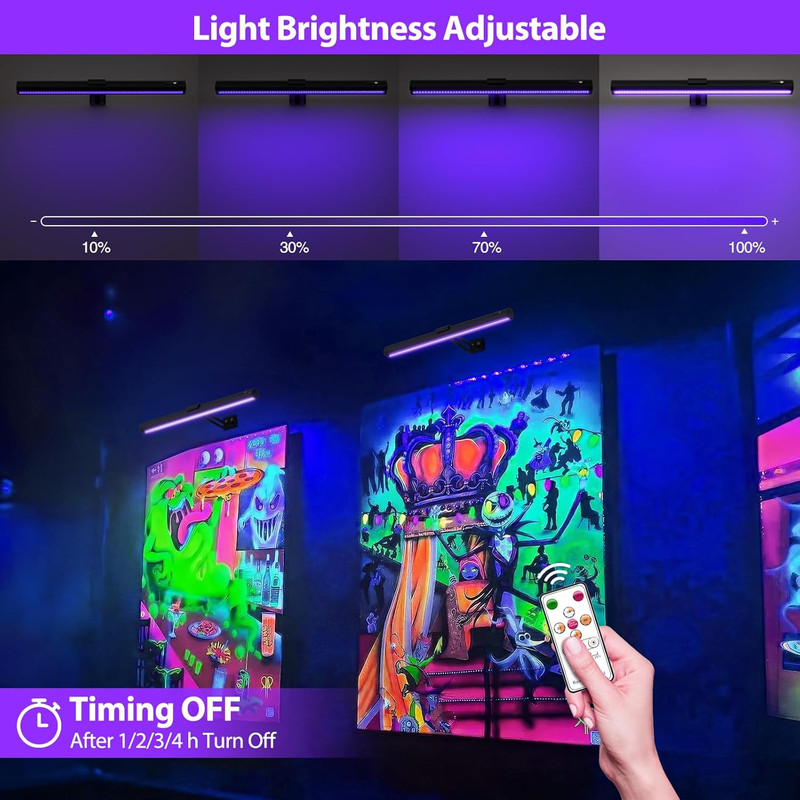 Black Light for Blacklight Tapestry,15'' Rechargeable Blacklight Picture Light gallery