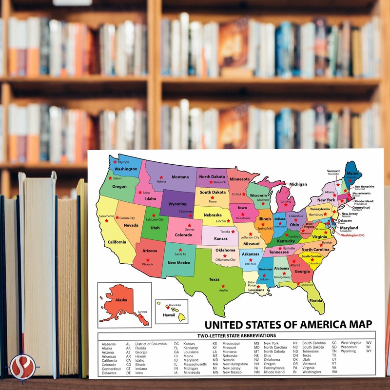 United States Map - USA Poster, US Educational Map - 8.5 x 11 - 10 Per pack gallery
