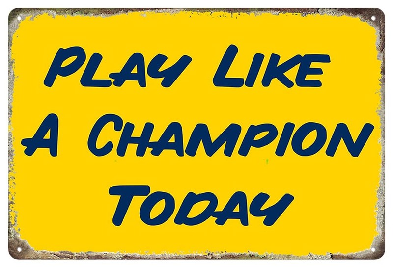 Vintage Sports Play like a champion today Tin Metal Tin Sign Tin Plate Sign W…