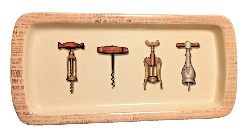 Dolomite Off-White Ceramic Plate/Tray w/Corkscrew Image By Creative Co-op NWT