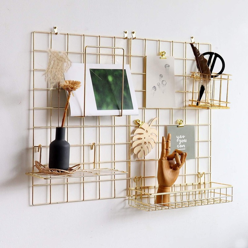 Wall Grid Panel for Photo Display,Wall Storage Organizer,5 Metal Clips & 3 S ... gallery