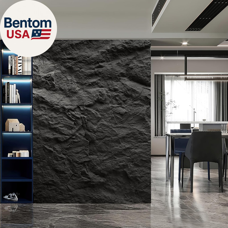 3D Faux Stone Wall Panels, 4 PCS PU Wainscoting Panel for Interior Wall Decor, C gallery