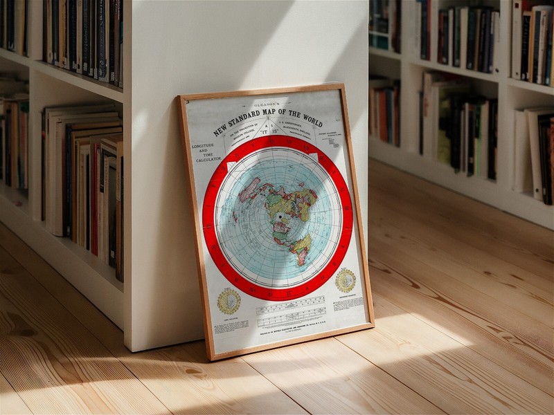 1892 Flat Earth Map - Alexander Gleason's New Standard Map the World Globe Model gallery