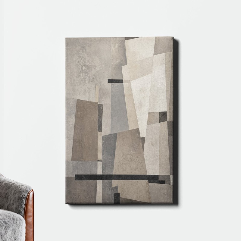 Geometric Collage Blocks Wall Art Neutral Abstract Modern Shapes