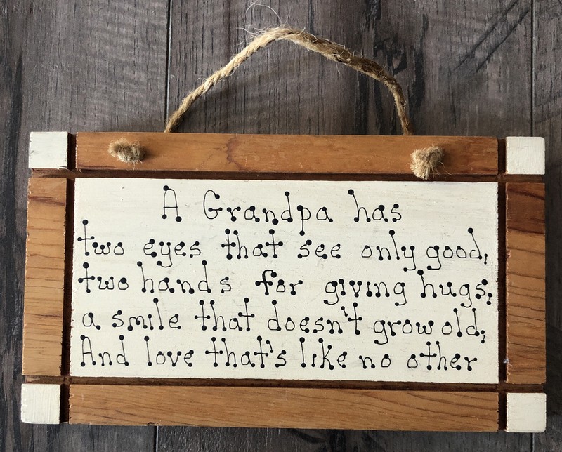 Wooden “Grandpa” Sign With Twine Hanger Sentimental Love Country 7”x4”x3/4”