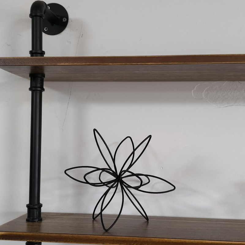 8" Black Sphere Decor, Abstract Tabletop Decorative Ball, Metal Floral Handmade gallery