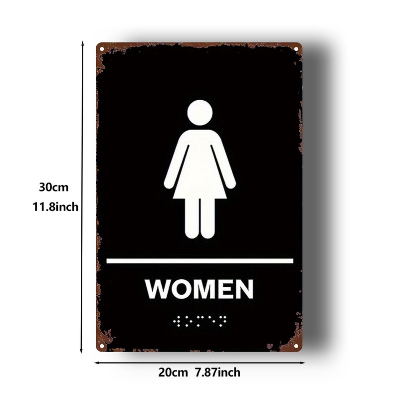 Women's Restroom Sign 8x12 Inch Black & White Iron gallery
