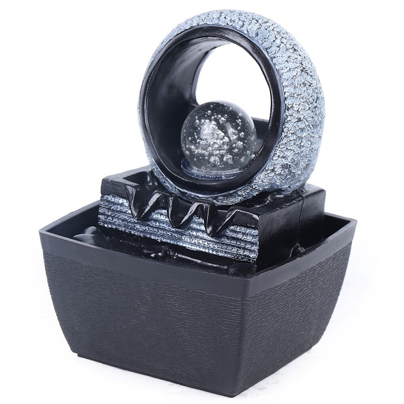 Mini Water Fountain Waterfall Desktop Table Decor LED Light Home Ornament gallery