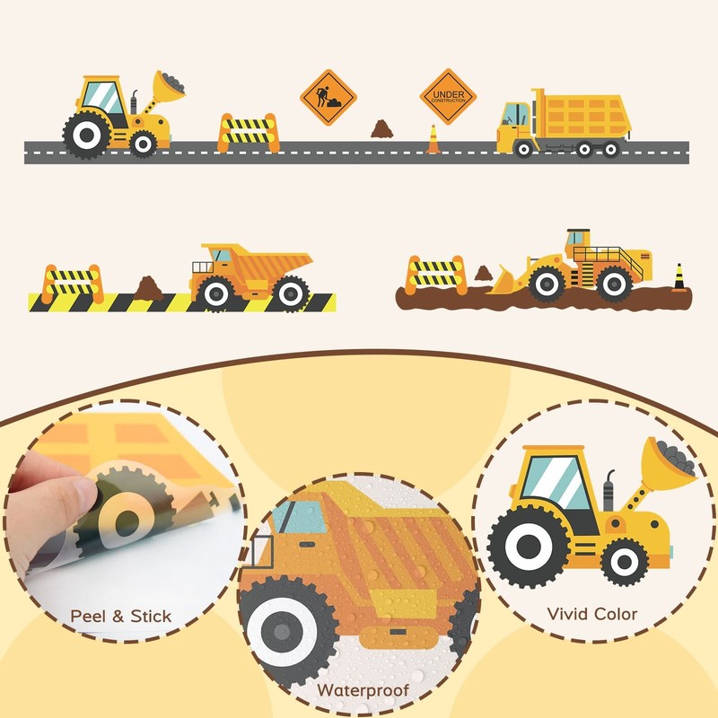 City Construction Vehicles Wall Decals Peel and Stick, Engineering Vehicles T... gallery