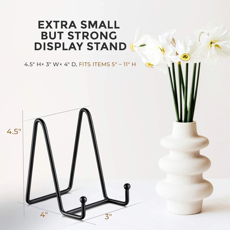 Elegant 4.5-Inch Plate Stand with Matte Black Finish - Set of 2 Display Stands gallery