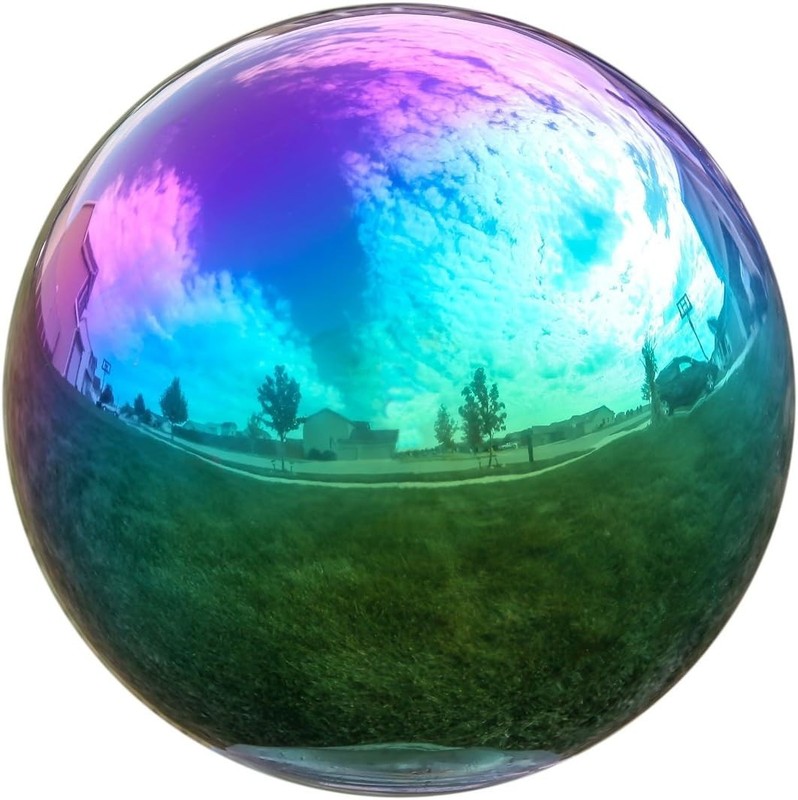 10-Inch Rainbow Gazing Globe Mirror Ball in Stainless Steel for Elegant Gardens gallery