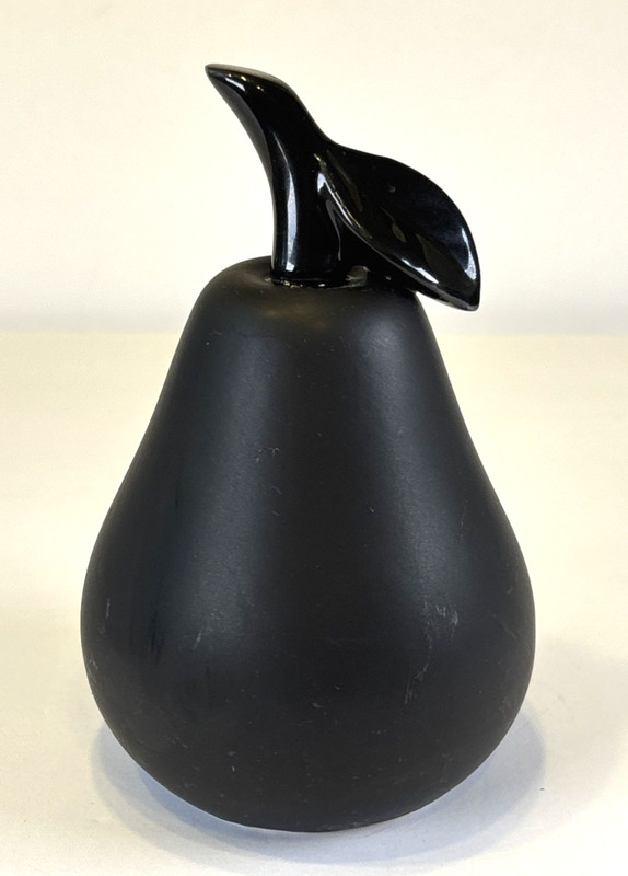 Matte Black Ceramic Pear Modern Minimalist Dark Academia Shelf Decor Art