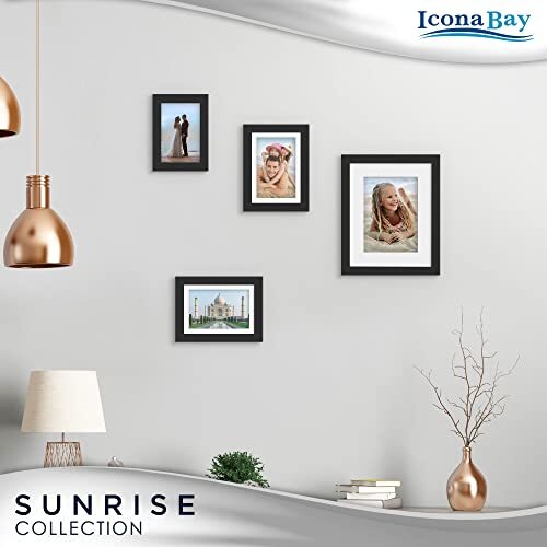 8x0 Mat to 5x7 Solid One-Piece Wood Composite Picture Frame, Modern 1 Black gallery