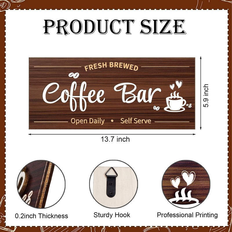 Coffee Bar Sign Wall Decor, Coffee Signs for Cafe Station Bar Kitchen Decorat... gallery