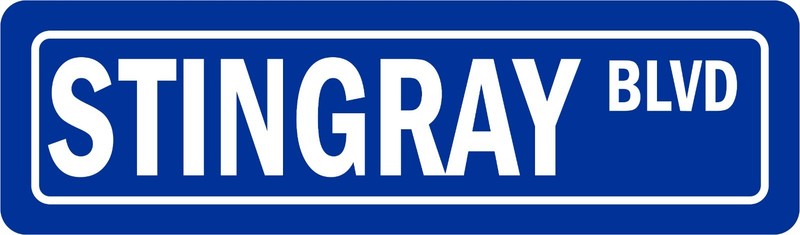 STINGRAYS BLVD STREET SIGN ALL METAL Tin Sign 4 x 18 SLOGANS CAR AUTO PARTS