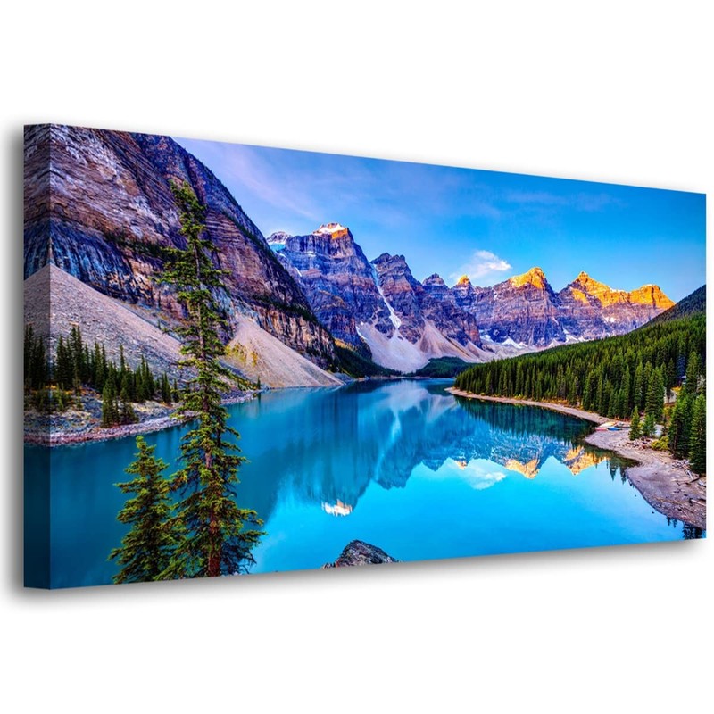 Lake Mountain Canvas Print Wall Art – Framed, Ready to Hang, Waterproof Decor