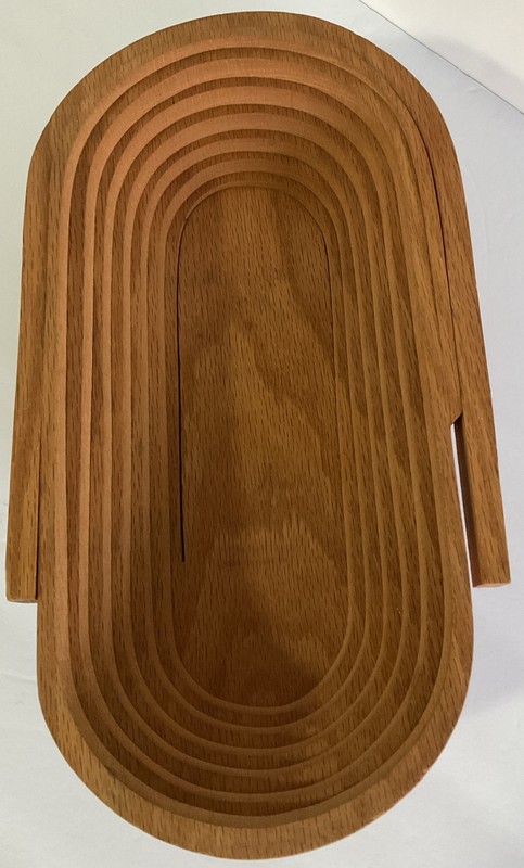 Handmade Collapsible WOODEN BASKET_13 1/2" x 6 5/8" x 7/8"(11' w/ handle)_Signed gallery