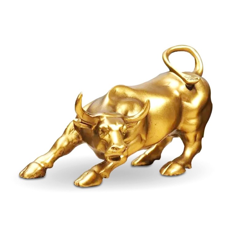 Wall Street Golden Bull Statue - 3.3" Resin Charging Bull Desktop Decor (317g) gallery