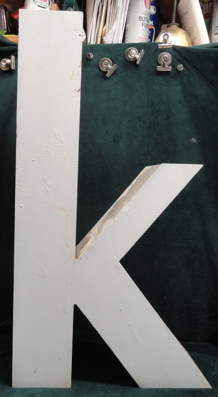 Large Metal Lower Case Letter K Aluminum 3D Alphabet Décor 25-1/4" tall LOOK