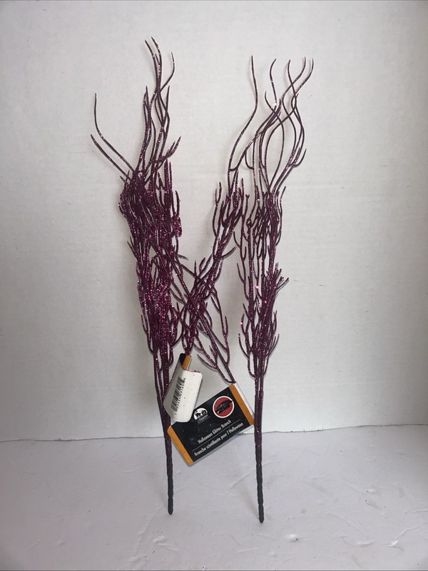 Glittery Decorative Willow Branches, Purple, 14 Inches, 2 Pack