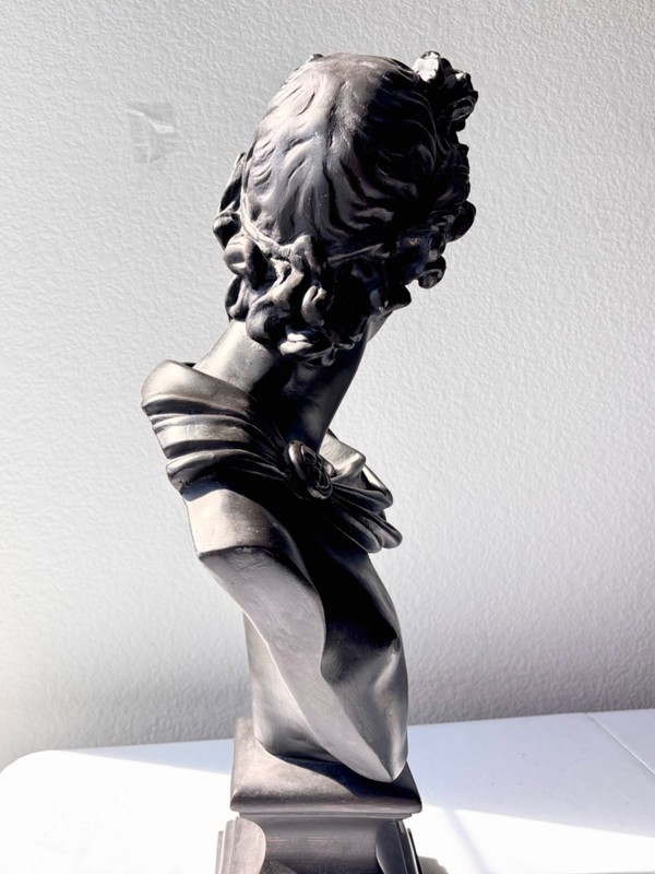 House Parts Apollo Bust Sculpture Black Plaster Greek Roman 24” Decor gallery