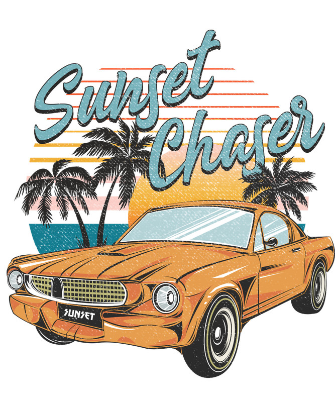 SUNSET CHASER Sublimation Print Ready to Press, Heat Transfer PICK YOUR SIZE