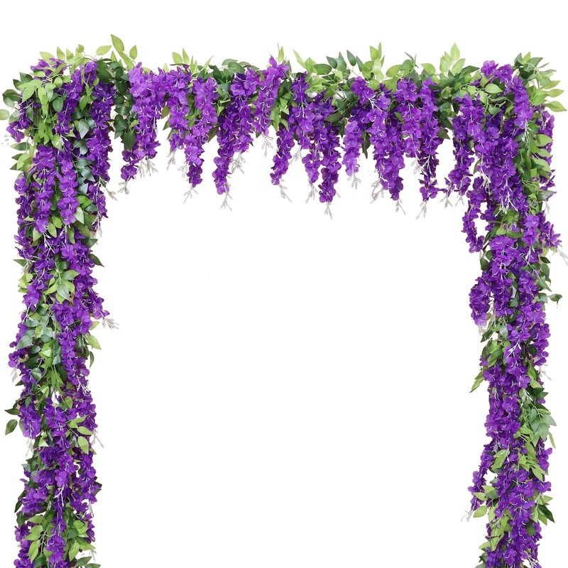 Apeair Wisteria Artificial Flowers Garland, 2Pcs Total 14.4ft Silk Faux Wiste...