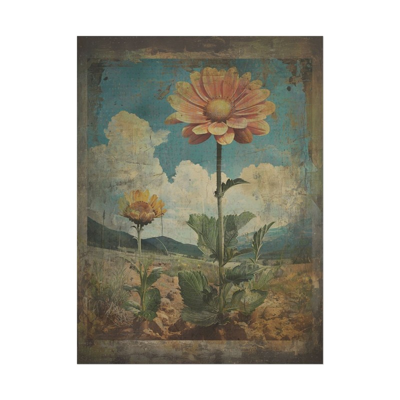 Vintage BOTANICAL Garden Wall Art, Retro Floral Nature Decor, Flower Bud Garden
