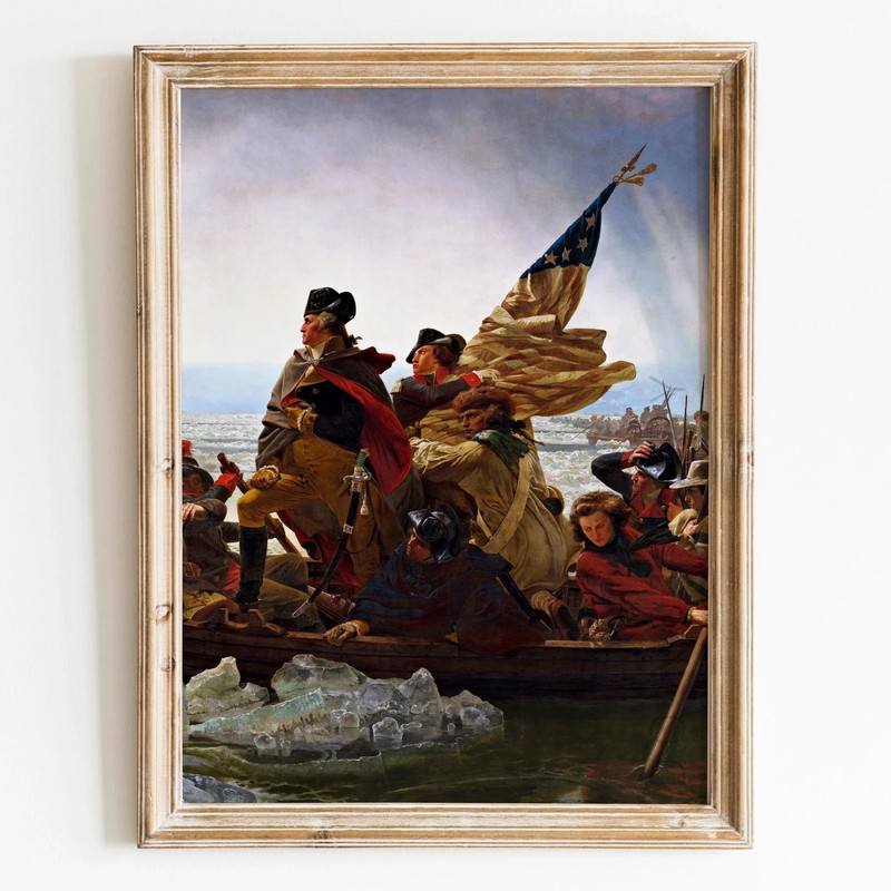 Washington Crossing the Delaware USA History America 1776 Wall Art Poster Print