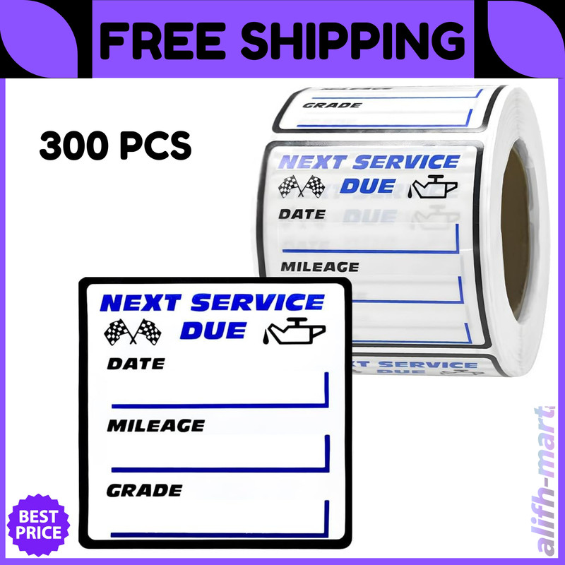 300 Pcs 2x2 Inch Oil Change Stickers Auto Windshield Service Reminder
