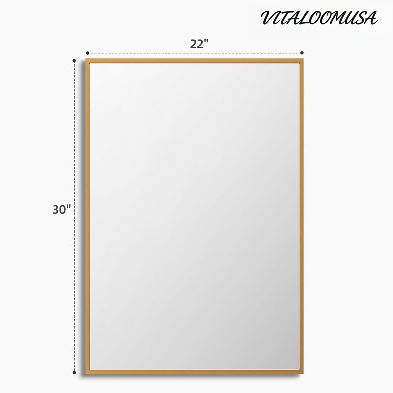 2-Pack 22"x30" Matte Gold Vanity Mirror, Wall Mount, Vertical or Horizontal gallery