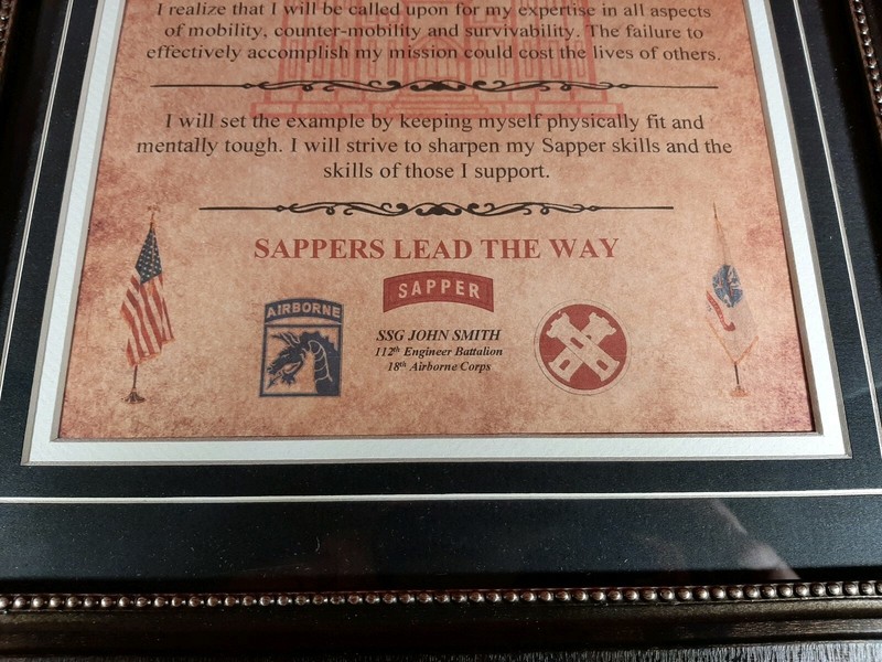MC-BEST: Army Sapper Creed FRAMED MATTED PERSONALIZED gallery