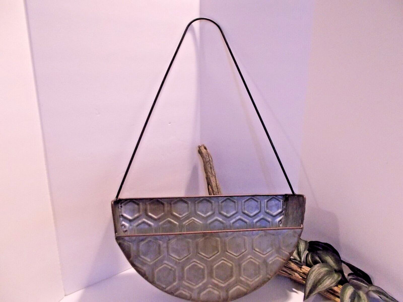 Wall Pocket Galvanized Metal Hanging Basket or Wall Pocket 18-1/2″ Tall
