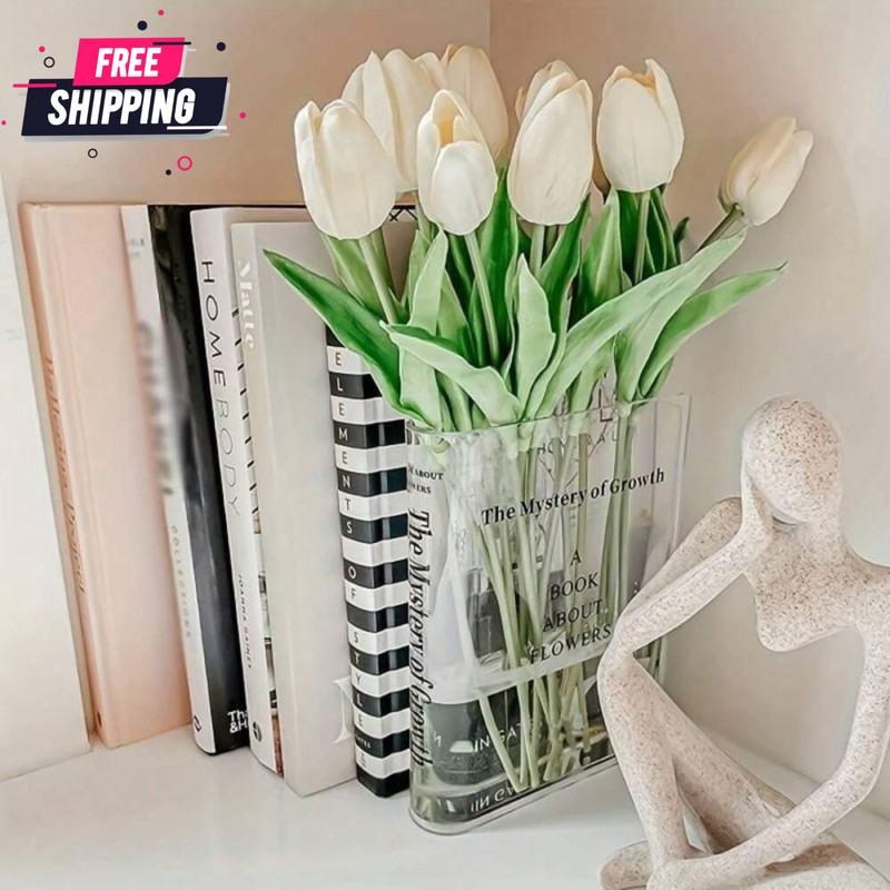 Bookend Vase for Flowers Unique Book shape Vase Bookshelf Decor for Book Lovers