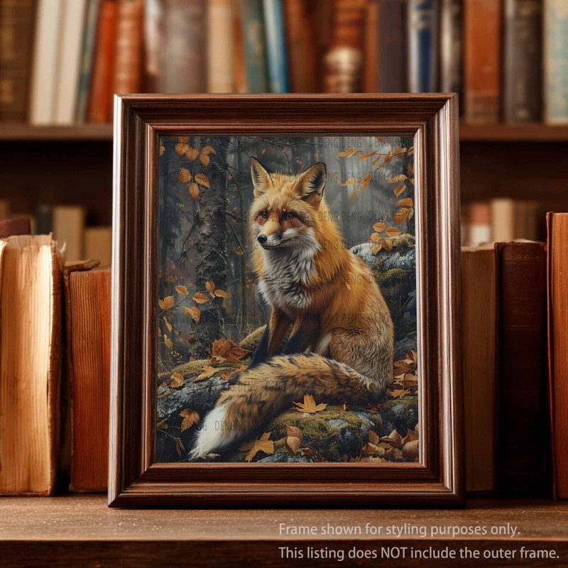 Red Fox Autumn Forest Oil Painting Giclée Print On Canvas, Home Wall Art Decor gallery