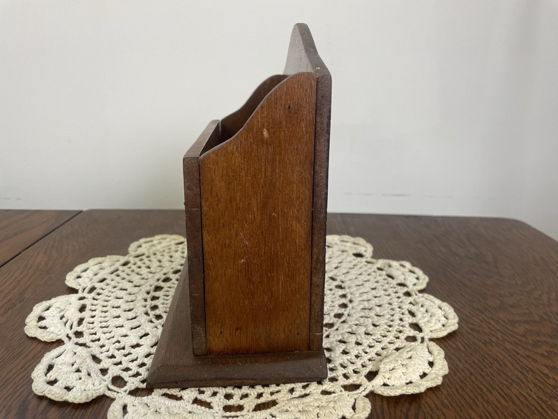 Vintage 1960’s Hand Crafted Wooden Letter Holder Desk Top Style Caddy Organizer gallery