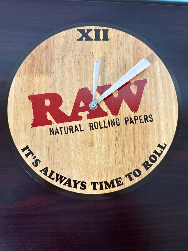 RAW Rolling Papers Logo Limited Edition Wooden Clock “IT’S ALWAYS TIME TO ROLL”