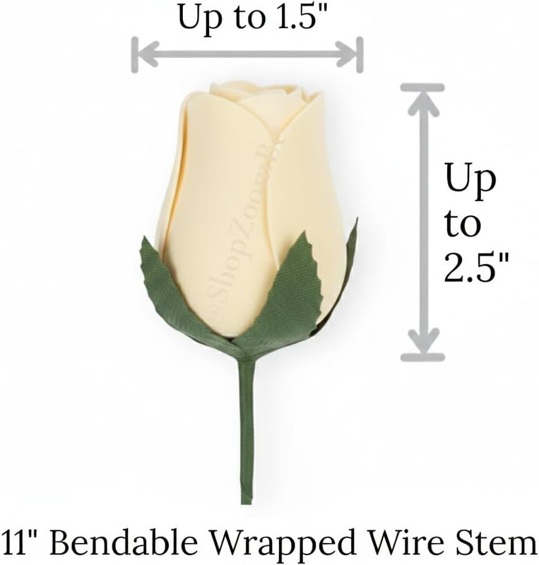 Bouquet Two Dozen 24 PCS Realistic Ivory White Wooden Roses, Forever Flower gallery