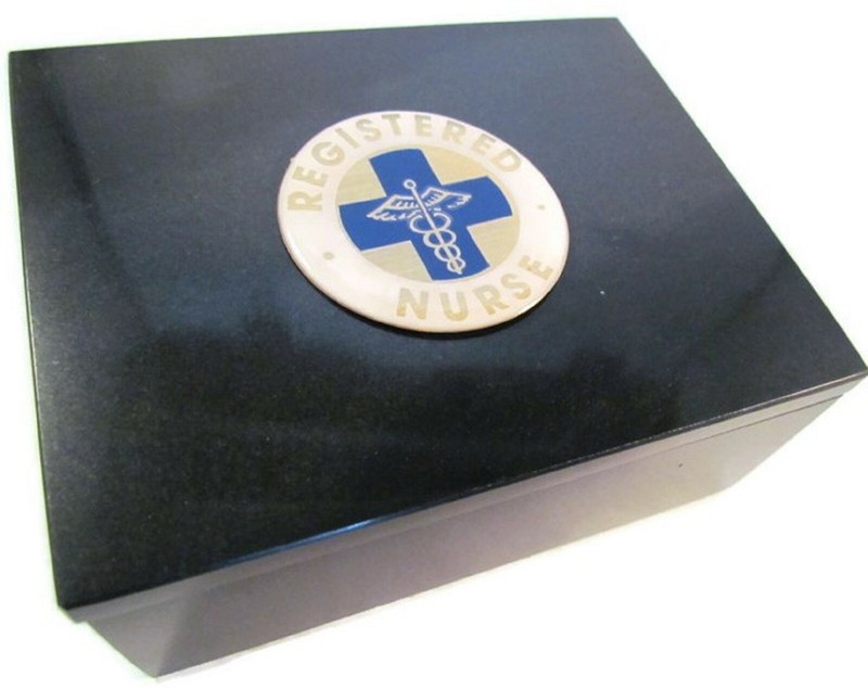 RN REGISTERED NURSE 5x4x2 black marble urn ashes cremation keepsake