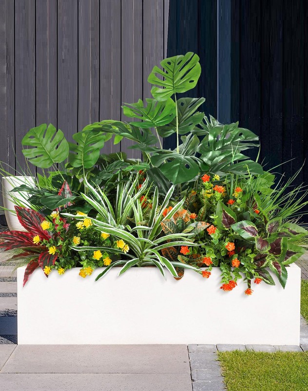 Ouddy Decor 18 Pcs Artificial Plants Outdoor, Fake Boxwood Plants UV Resistan... gallery