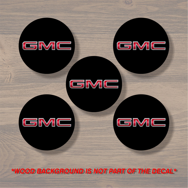GMC Wheel Center Cap Overlay x5, Vinyl Decal Sticker