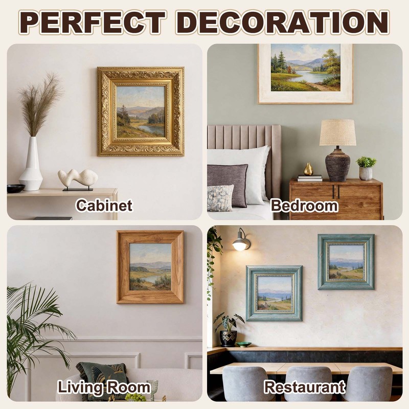 Frame for Canvas Painting, 10x10" Resin Canvas Floater Frames, Gold/Brown gallery