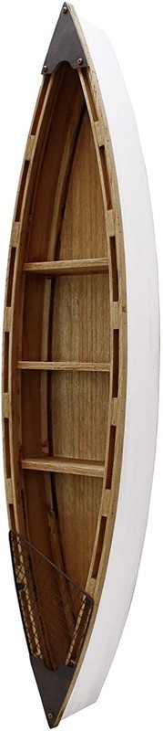 Solid Wood Boat 3-Tier Shelves Bookcase Decor 47”H Nautical WoodBoat Decoration