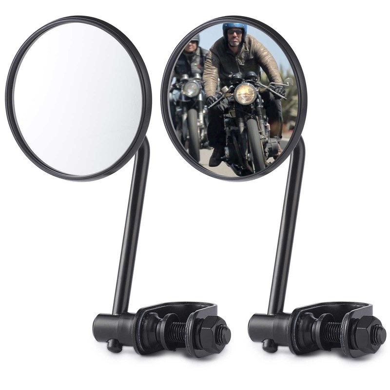 Universal Vintage Motorcycle Bar End Clampon Mirrors ，3″ Round Rear View Side…