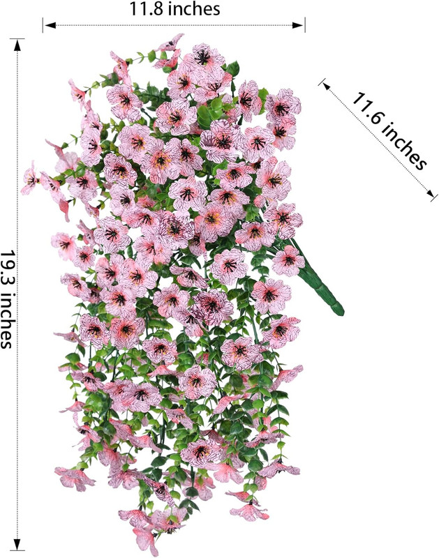 Artificial Flowers for Outdoors Decoration, 2Pcs Pink Fake Hanging Spring Summer gallery