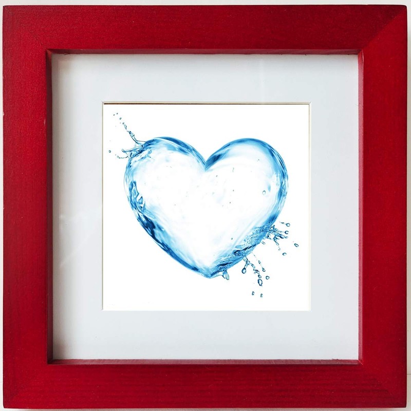 6X6 Picture Frames Red Wood, 4X4 Picture Frame with Mat, Square Solid Wood Frame